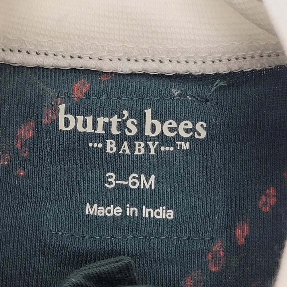 Burt's Bees Baby Footie Sleeper Dark Green White Letters To Santa 3-6mo NEW